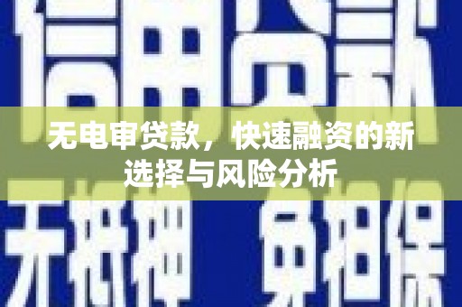 阳信无电审贷款，快速融资的新选择与风险分析