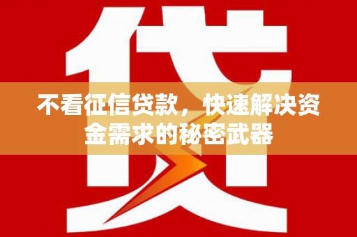 阳信不看征信贷款，快速解决资金需求的秘密武器