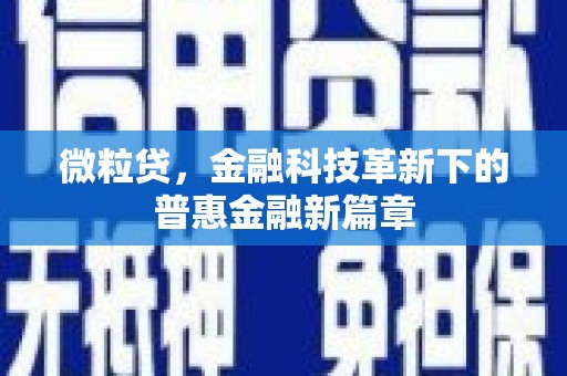 阳信微粒贷，金融科技革新下的普惠金融新篇章